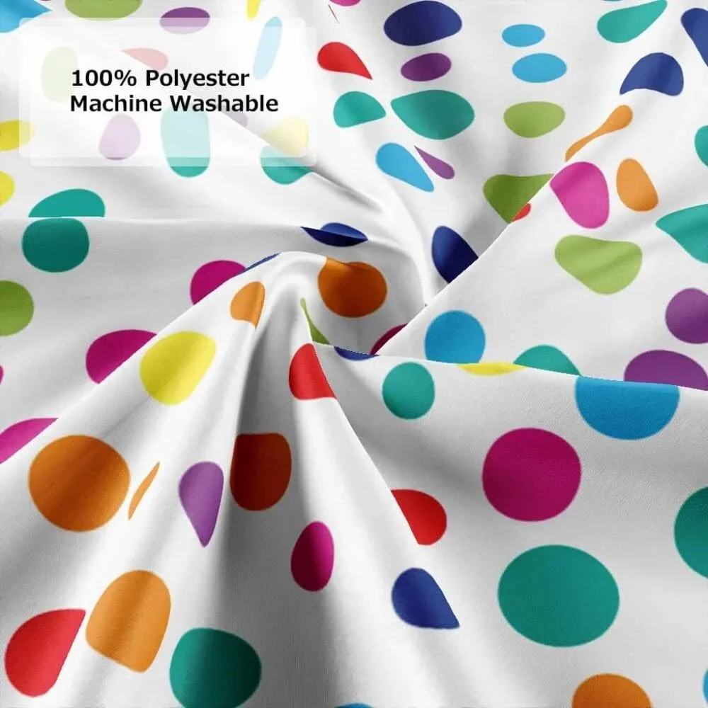 Kids Rainbow Polka Dot Shower Curtain with Rings Hooks New 72